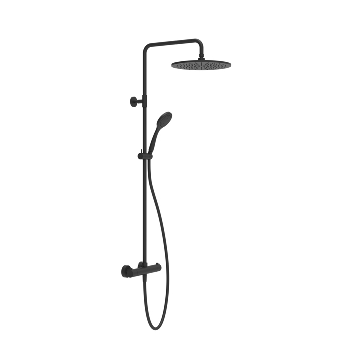 Душевая система Gessi Emporio shower, с верхним душем, термостатическим смесителем, штанга, шланг, ручно душ, цвет: Black XL