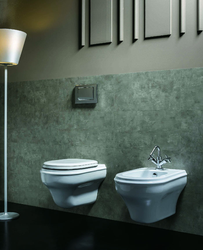Azzurra Charme Биде подвесное 52x40xH34 см с 1 отв., c креплением KIT 2000 CF, цвет: Bianco lucido