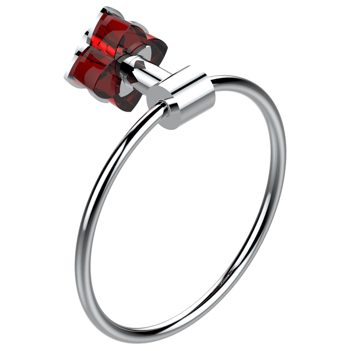 THG Pétale de cristal rouge Полотенцедержатель - кольцо 18см, подвесной, цвет: хром/красный хрусталь