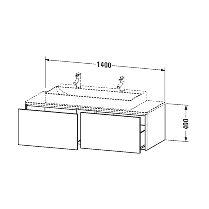 Тумба с раковиной Duravit XSquare 140х54.8х40см, подвесная, с 2 выдв ящик, цвет: белый глянцевый