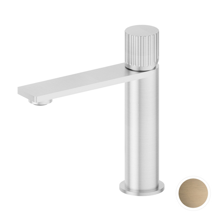 Смеситель для раковины Newform Steel Line, 1 отв., без донного клапана, цвет: pvd brushed pale gold