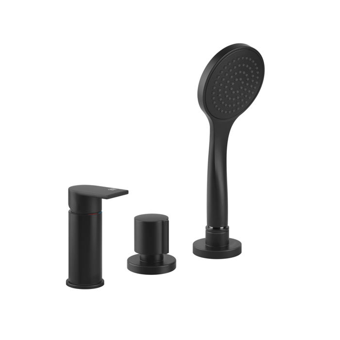 Смеситель для ванны Gessi Emporio Via manzoni, на 3 отв., наполнение через слив-перелив, лейка, цвет: Black XL