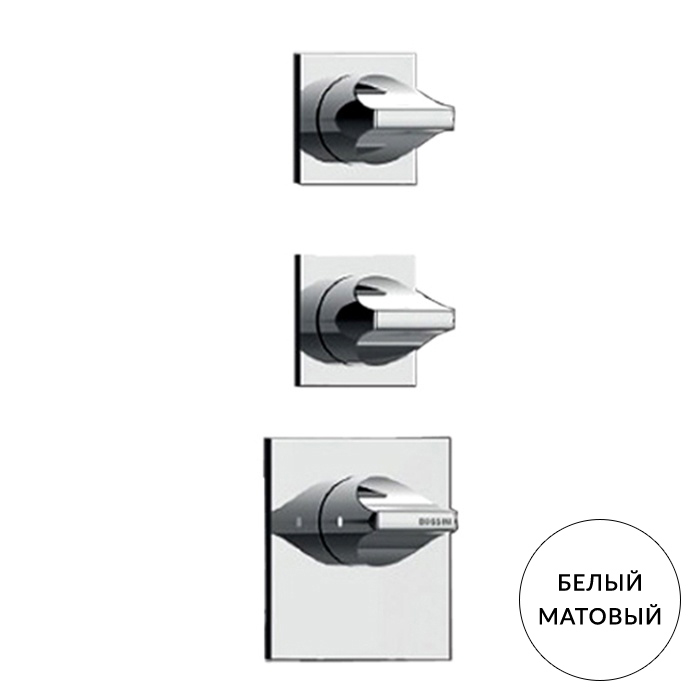 Смеситель для душа Bossini Apice, встраиваемый, термостатический, 2 запорных вентиля, внешняя часть, цвет: белый матовый