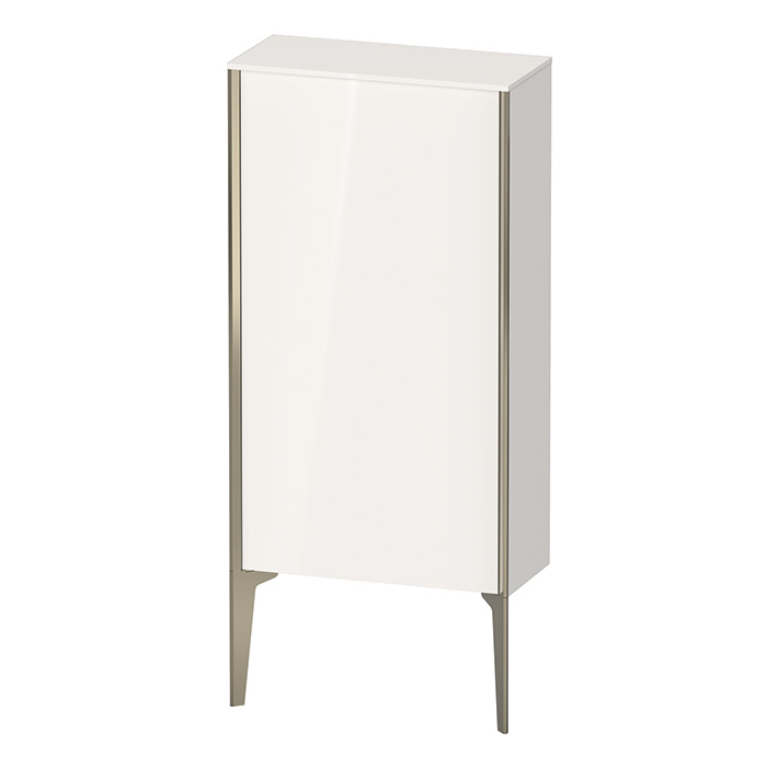 Шкаф подвесной Duravit XViu 50x24x89см, с 1 дверью, 2 стеклянными полками (петли справа), цвет: белый глянцевый/champagne matt