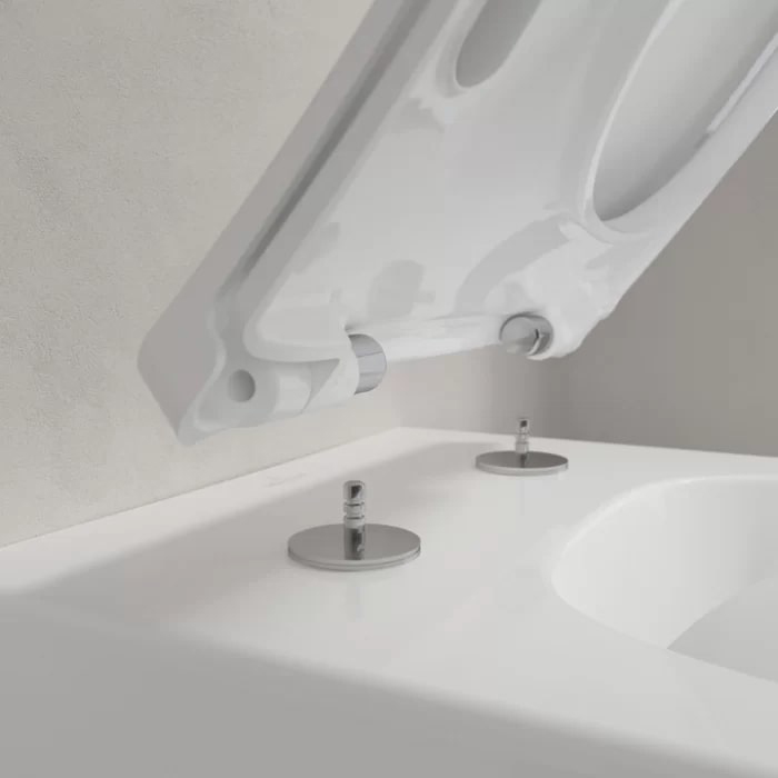 Villeroy&Boch Venticello Унитаз 37.5х56х33см, подвесной, безободковый, в комплекте сиденье SlimSeat c микролифтом, CeramicPlus, цвет: альпийский белый