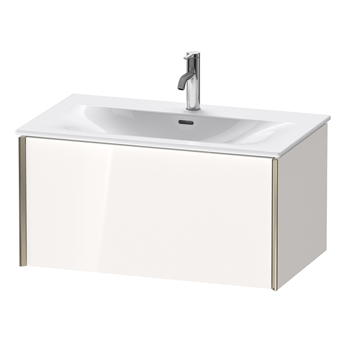 Тумба подвесная Duravit XViu 81x48x39.7см, с раковиной, 1 ящик, цвет: белый глянцевый/champagne matt