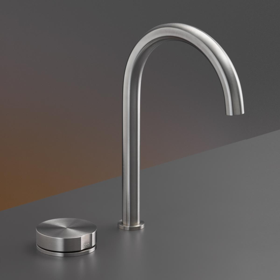 Смеситель для раковины CEA Design Giotto на 2 отверстия, прогрессивный, цвет: сталь сатинированная