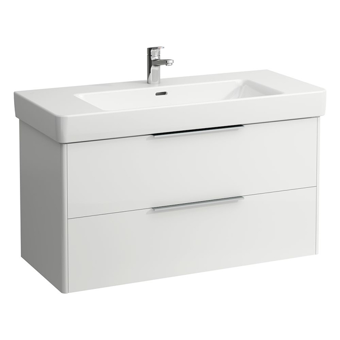 Laufen Base Тумба подвесная 101х44х53см, с раковиной, 1 отв., 2 ящика, цвет: белый матовый