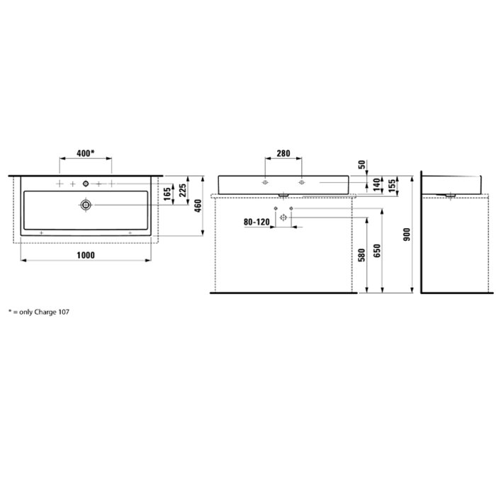 Раковина Laufen Living City 100х46х14 см, 1 отв., цвет: белый