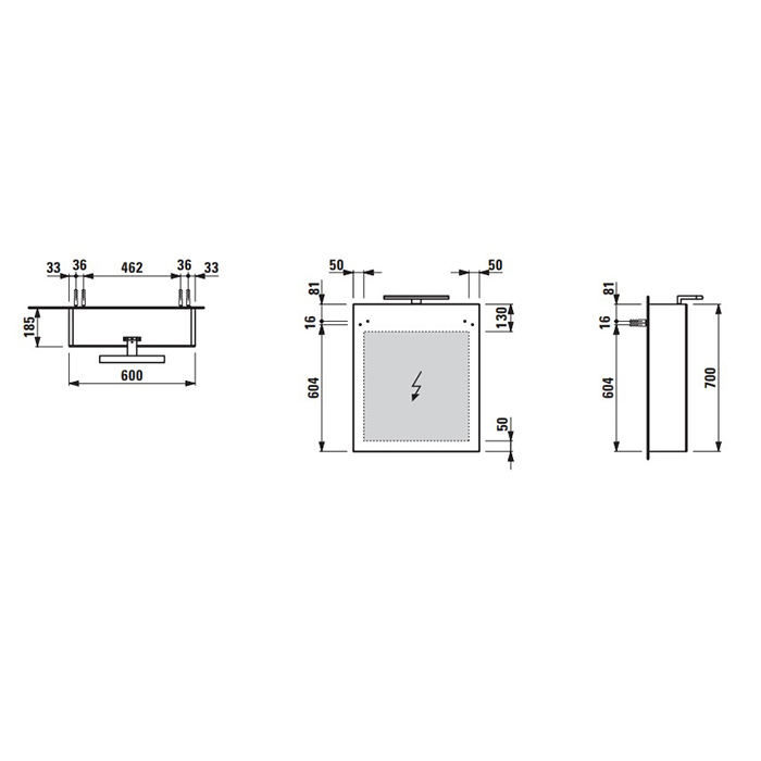 Laufen Base Шкаф зеркальный 60x18.5x70см, 1 дверца, петли справа, LED-подсветка, 2 стеклянные полки, 1 розетка, цвет: белый глянцевый