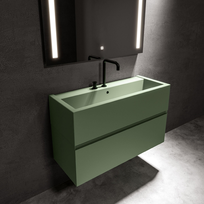 Тумба подвесная Kerasan Kanaal 100х46.5см, с 1 ящиком, цвет: Matt green