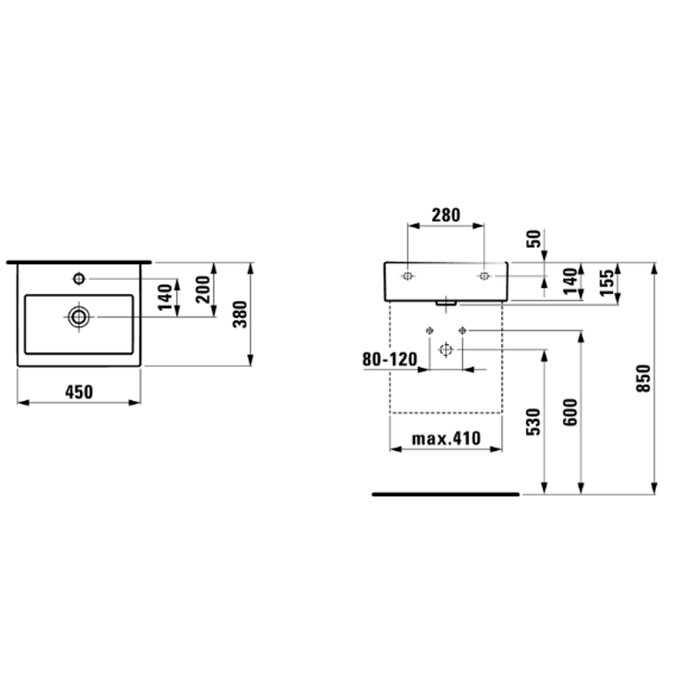 Раковина Laufen Living City 45х38х14 см, 1 отв., цвет: белый