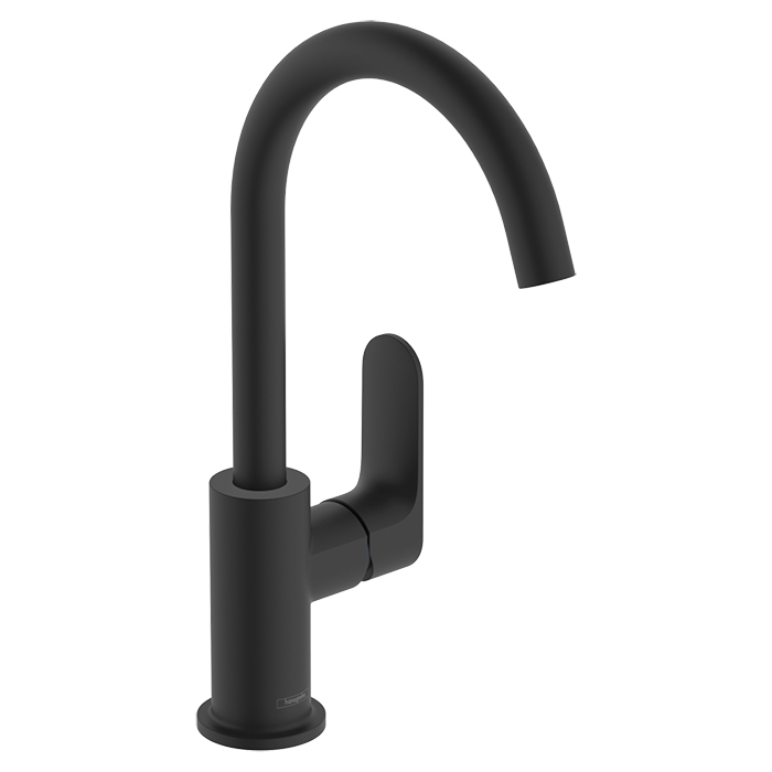 Смеситель для раковины Hansgrohe Rebris S 210, на 1 отв., с поворотным изливом, с донным клапаном, цвет: черный матовый