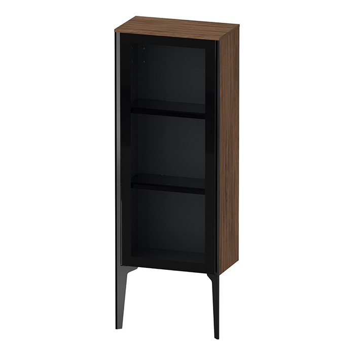 Шкаф подвесной со стеклянной дверью Duravit XViu 40x24x89см, 2 стеклянные полки (петли справа), цвет: walnut dark/черный матовый