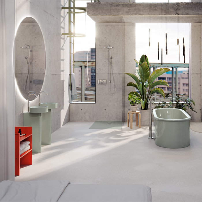 BETTE Suno Pedestal Раковина напольная 34x84см, с 1 отв., цвет: Salvia