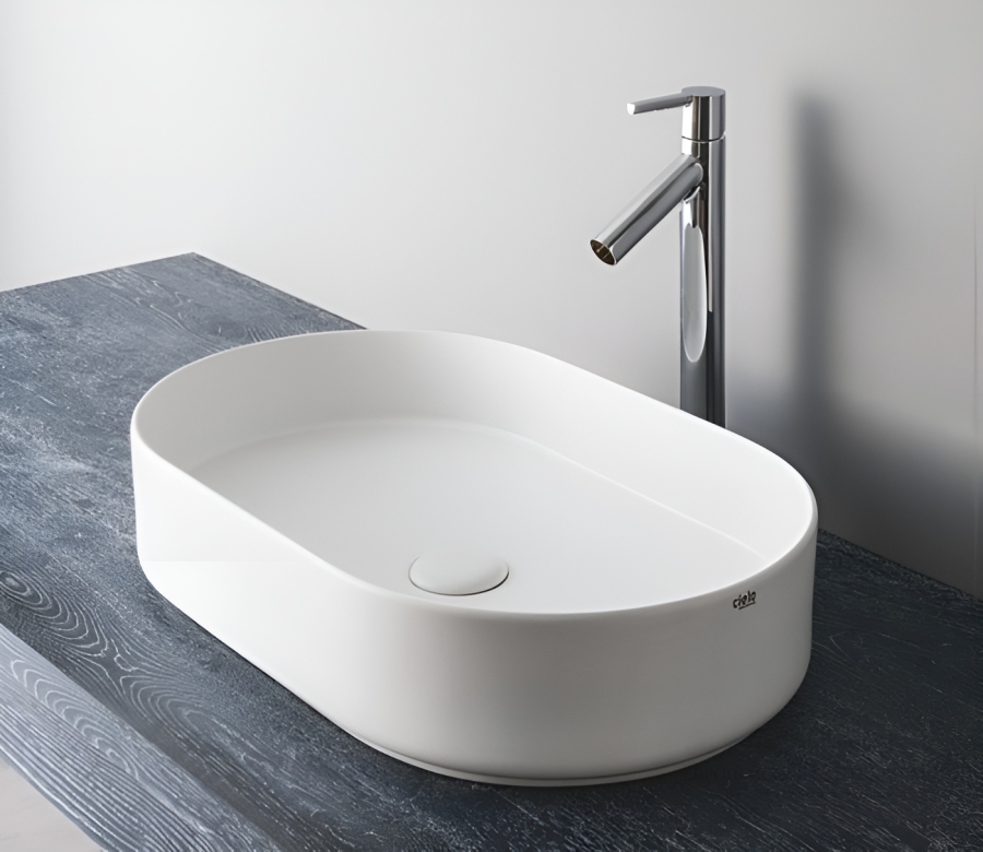 Раковина Cielo Shui Comfort 600 × 380 × 125 мм, овальная, без плоскости для смесителя, без перелива, цвет: Gloss White