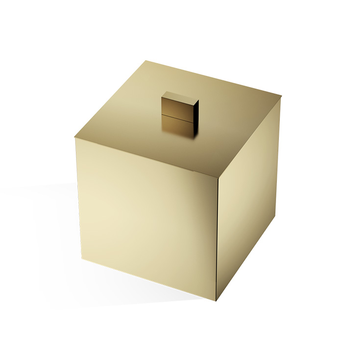 Баночка Decor Walther Cube DW 3560 универсальная 13x13x14.5см, с крышкой, настольная, цвет: золото матовое