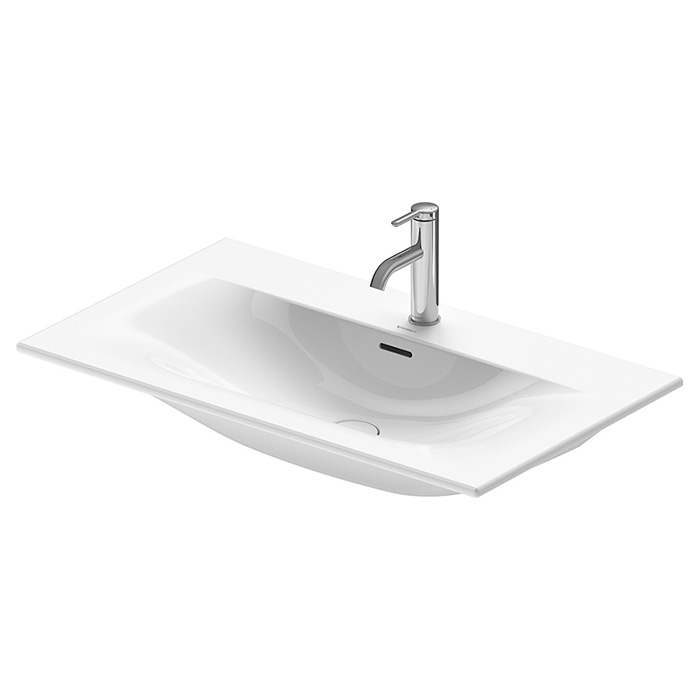 Раковина подвесная Duravit Happy D.2 Plus, 83х49см, с 2 отв., выпуск с керамической крышкой, цвет: белый