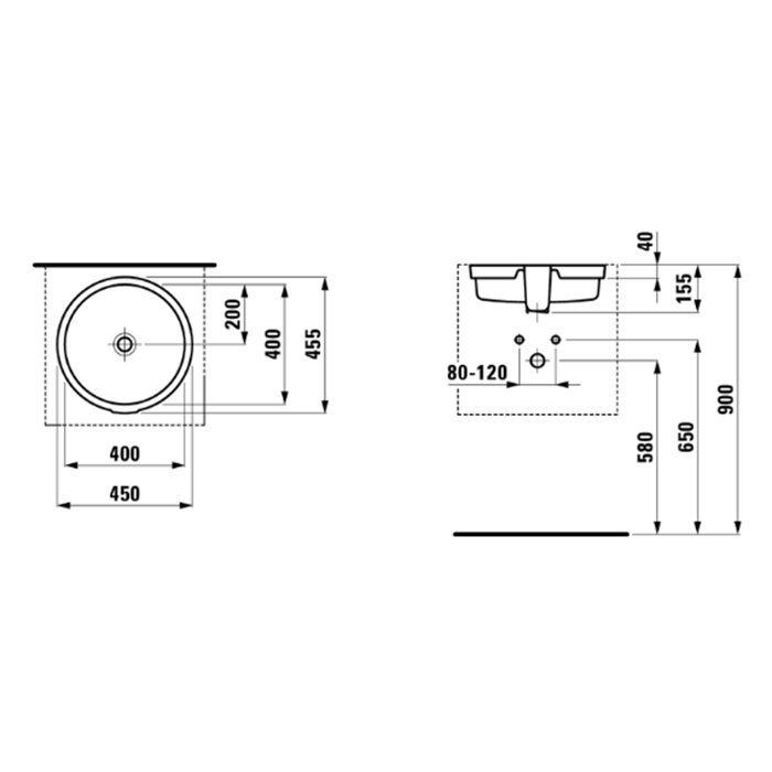 Раковина Laufen Living City 44.9х44.9х15.5 см, без отв., цвет: белый