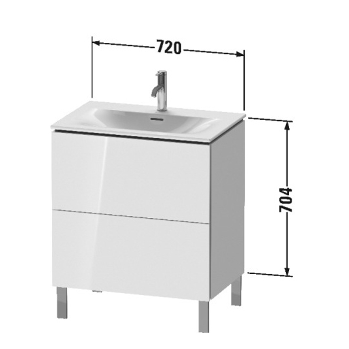 База Duravit L-Cube напольная 72x48.1x70.4см с раковиной, 2 ящика, цвет: глянцевый белый