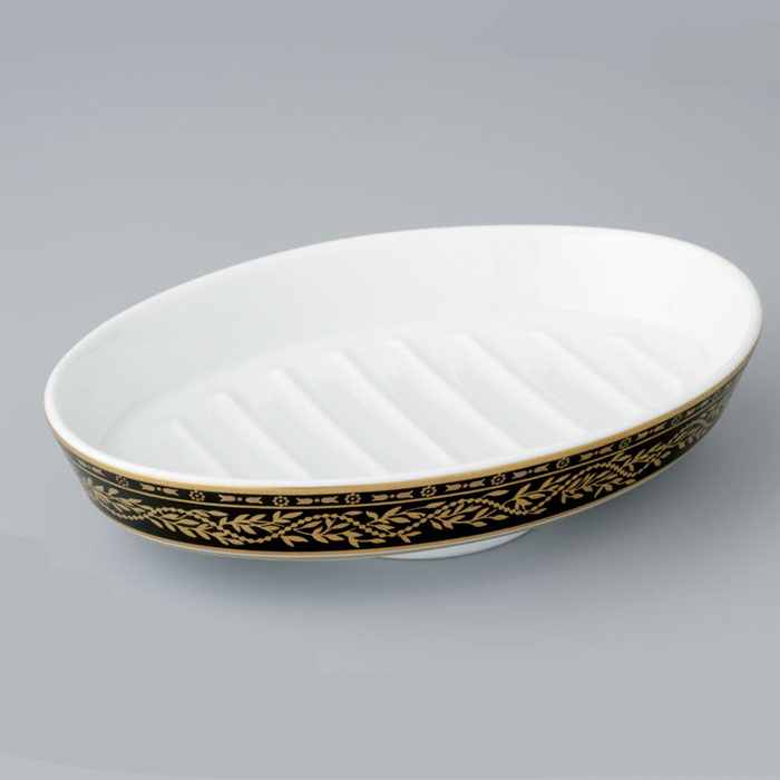 керамическая мыльница THG Marquise porcelaine noire, настольная, цвет: белый