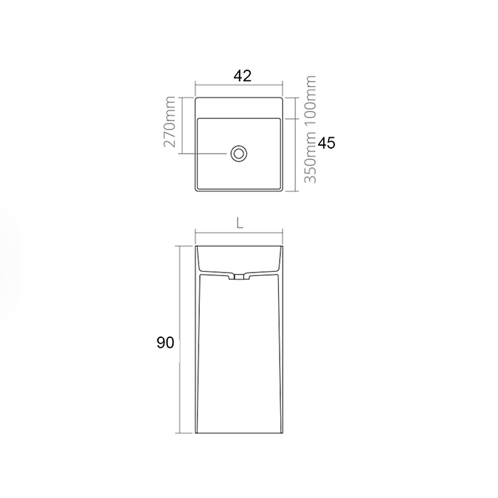 Dea Design Pedestal Basin Раковина 42х45х90см, напольная, без отв., Solid Surface, цвет: Black №16