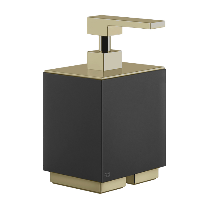 Дозатор для жидкого мыла Gessi Inverso Accessories, настольный, цвет: черный/Brass Brushed PVD
