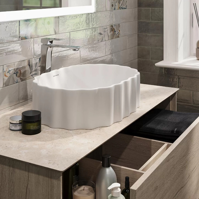 Kerama Marazzi ArtBasin Conchiglia Раковина накладная 50см., без отв., цвет: белый глянцевая