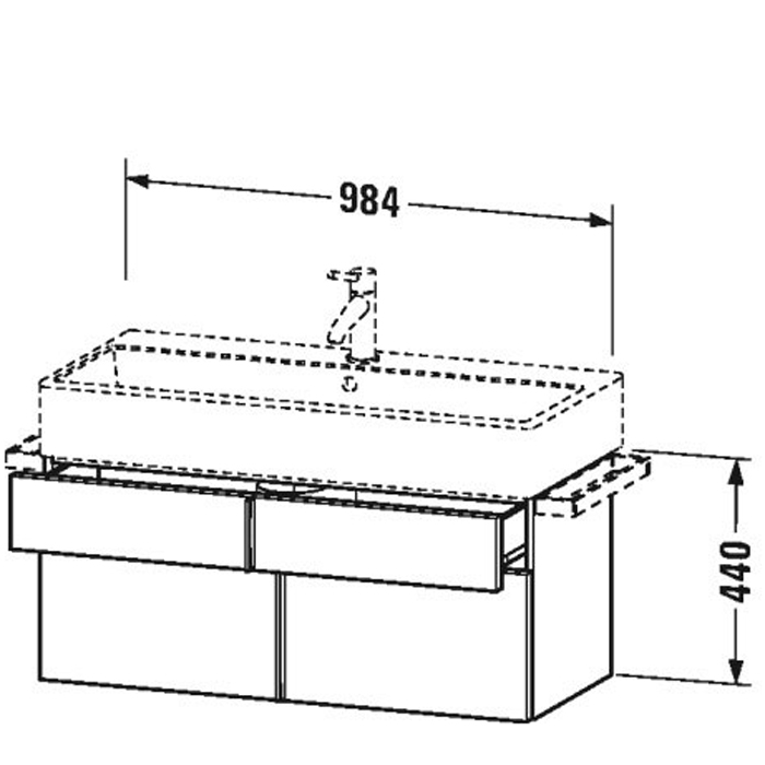 Duravit VA Тумба подвесная 98.4x43.1х44.1см, с раковиной, 1 выдв.ящик, цвет: Pine Terra