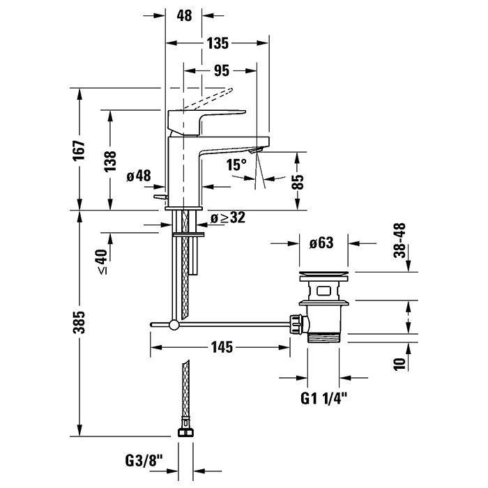 Duravit Manhattan Смеситель для раковины, 1 отв., цвет: хром