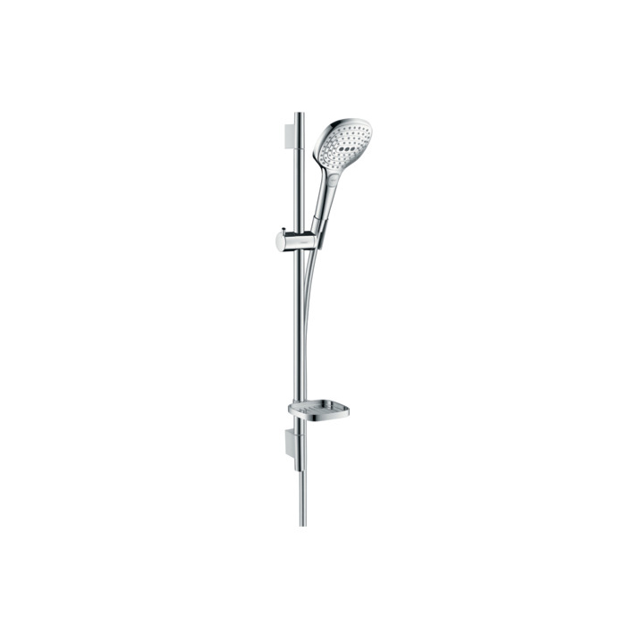 Душевой набор Hansgrohe Raindance Select E: штанга 65см, ручной душ 120, 3jet (Rain, RainAir, WhirlAir), EcoSmart, мыльница, шланг, цвет: хром