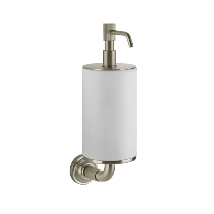 Дозатор для жидкого мыла подвесной Gessi Venti20, цвет: белый, фурнитура Finox Brushed Nickel