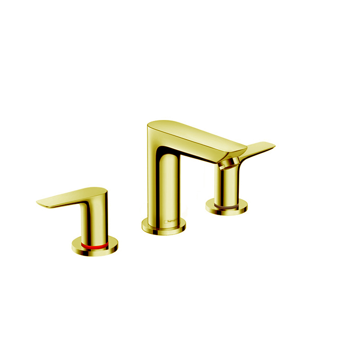 Смеситель для раковины Hansgrohe Talis E 150, на 3 отв, с донным клапаном, излив 112мм, цвет: золото