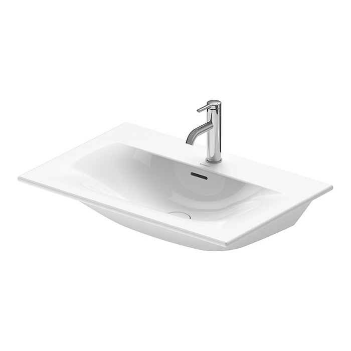 Раковина подвесная Duravit Happy D.2 Plus, 73х49см, с 3 отв., выпуск с керамической крышкой, цвет: белый