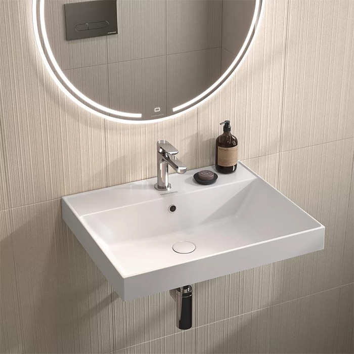 Kerama Marazzi Cubo Раковина 60х48.5х18см., подвесная, мебельная, 1 отв., с переливом, цвет: белый глянцевый