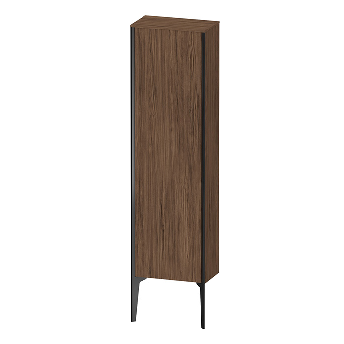 Шкаф подвесной Duravit XViu 40x24x133см, с 1 дверью, 3 стеклянными полками (петли слева), цвет: walnut dark/черный матовый