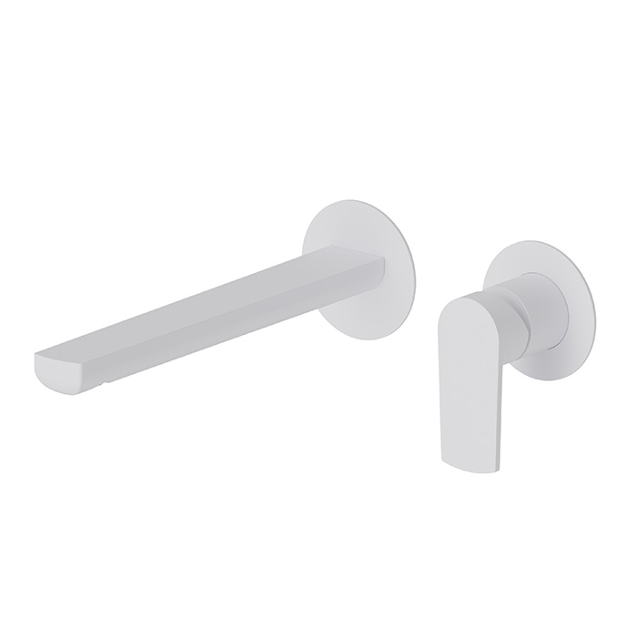 Смеситель для раковины Newform Haka, настенный, без донного клапана, цвет: белый матовый