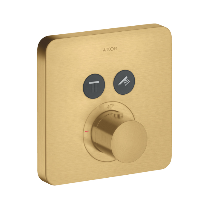 Смеситель для душа встраиваемый Axor Shower Select, термостатический, на 2 потребителя, цвет: шлифованное золото