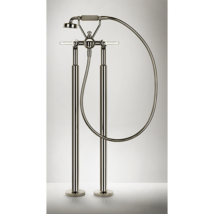 Gessi Venti20 Смеситель для ванны напольный, двухвентильный, с ручным душем и шлангом 1500 мм, внешняя часть, цвет: хром