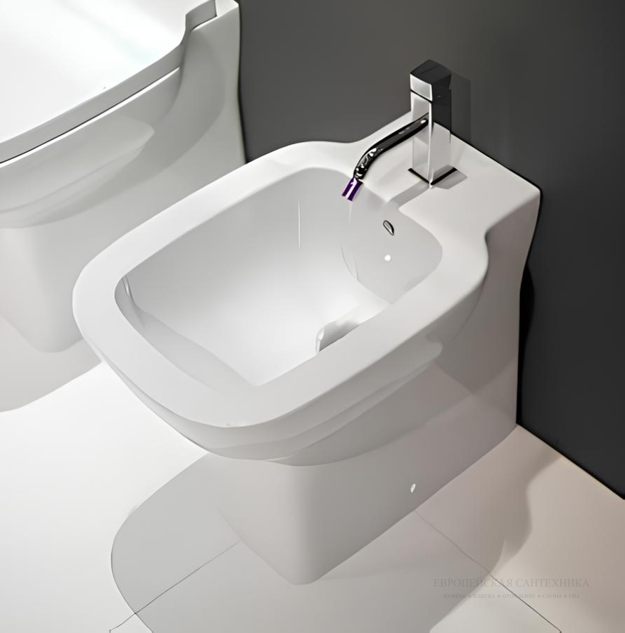 Биде Flaminia Sprint напольное, 520 × 350 мм, на 1 отверстие под смеситель, цвет: белый глянцевый