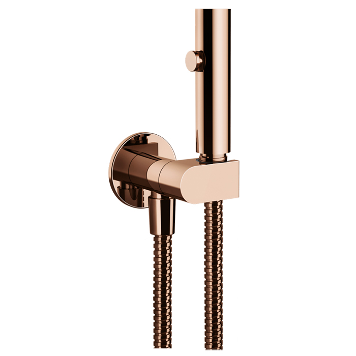 Gessi Eleganza Гигиенический душ с настенным держателем с подводом воды и шлангом 1250 мм, цвет: Copper PVD