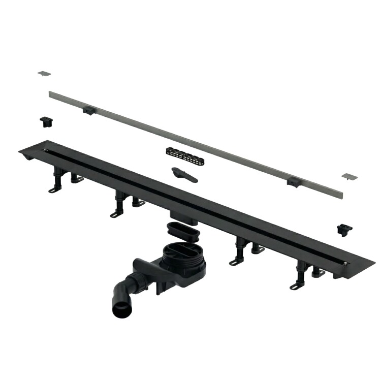 Дренажный канал Splendy Vario Drain, шдв 110×300-1200×150, цвет решетки: оружейный металл брашированный (Gun Metal Brushed) — VD30512KYAB
