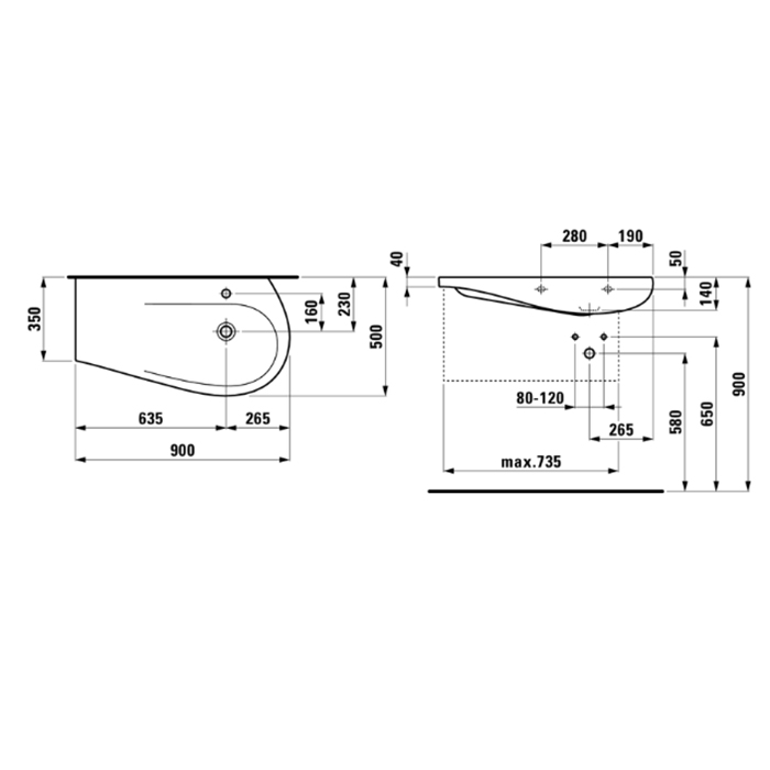 Раковина Laufen Alessi One 90х50х16.5 см, 1 отв., покрытие LCC, цвет: белый