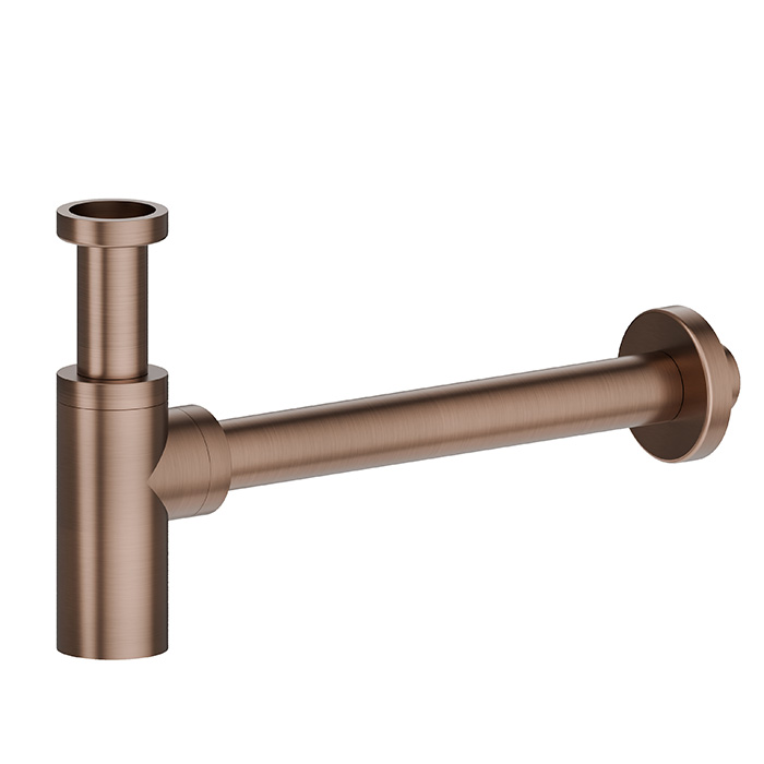 Сифон для раковины под донный клапан Newform X-STEEL 316, L=300 мм цвет: PVD Brushed copper bronze