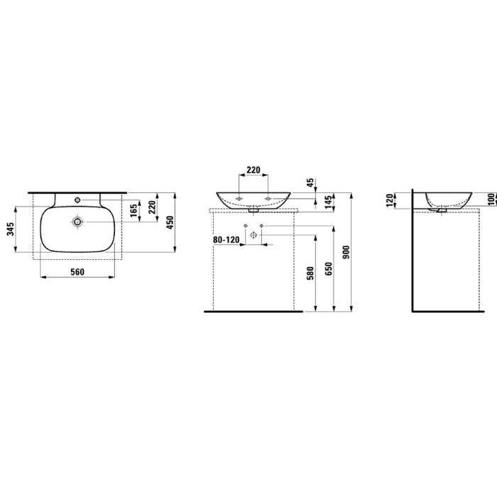 Раковина Laufen INO 56х45x12 см, 1 отв., покрытие LCC, цвет: белый