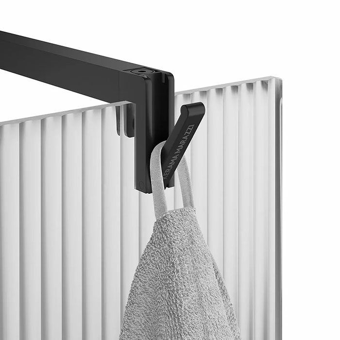 Душевое ограждение Kerama Marazzi Cristallo 120х210см, рифленое стекло, цвет: черный матовый