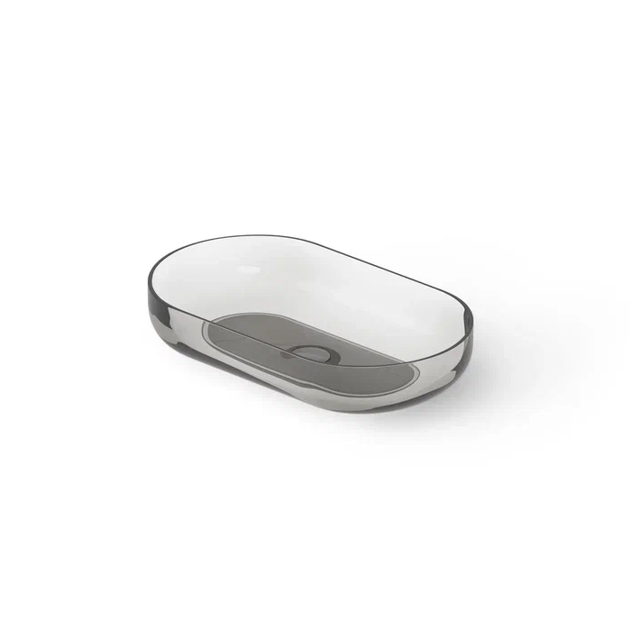 Dea Design Washbasins Раковина 58х34х12см, накладная, без отв., Glasstech, прозрачная смола, цвет: Smoky Black R4