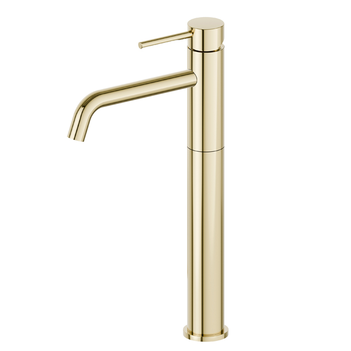 Смеситель для раковины Newform XT, 1 отв., высокий, длинный излив, цвет: carbon satin PVD glossy gold