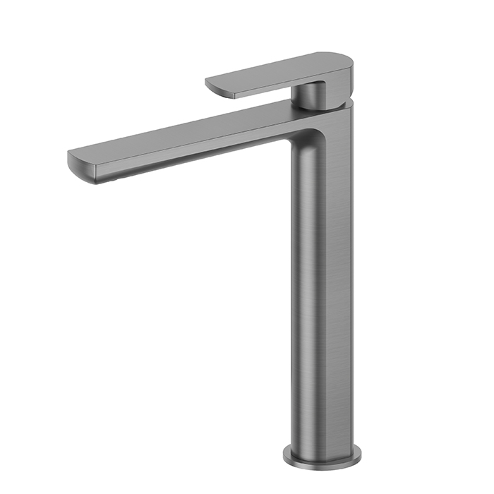Смеситель для раковины Newform Haka, высокий, 1 отв., без донного клапана, цвет: PVD brushed gun metal