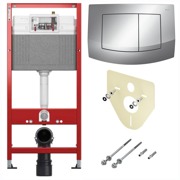 TECE 9400405 TECEbase 2.0 Комплект инсталляции 4 в 1 с панелью смыва ТЕСЕambia, цвет хром глянцевый, для установки подвесного унитаза